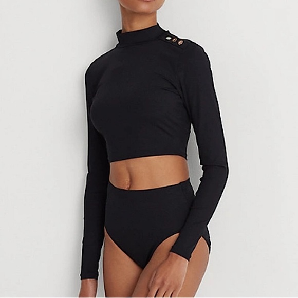 Lauren Ralph Lauren Other - Ralph Lauren Rib Solids Cropped Mock Neck Rashguard